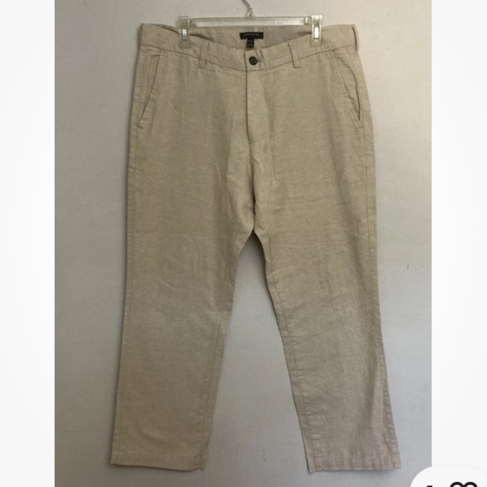 5-24 Banana Republic Factory Beige Linen blend Pants 35x30 Casual Beach Resort